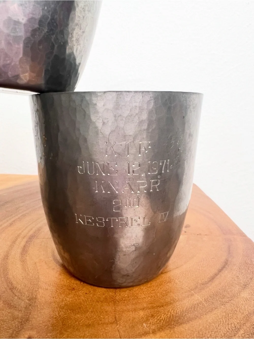 PORTER BLANCHARD 70’s Vintage Sail Boat Racing Hand Hammered Pewter Tumblers 3